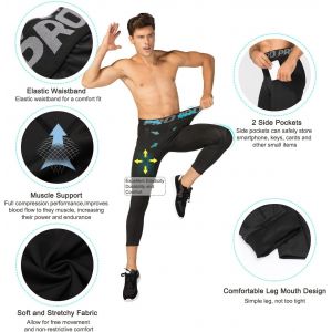 Lot De 3 Leggings De Compression 3/4 Pour Homme, Pour L'&eacute;quitation, La Randonn&eacute;e, Le Fitness, Le Jogging - Neuf