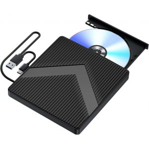 Lecteur CD DVD Externe pour PC,USB 3.0 et Type-C CD/DVD +/-RW Graveur Enregistreur,Mince Graveur DVD Externe pour PC Laptop Desktops iMac Macbook Windows 11/10/8/7/XP/Vista/Linux/Mac OS.[Z17] - Neuf