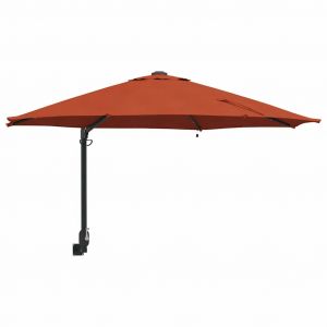 Parasol De Jardin Inclinable Moderne 248 X 248 X 148 Cm Avec &Eacute;clairage Led Ambiance Cosy En Polyester Terre Cuite Helloshop26 02_0058647 - Neuf