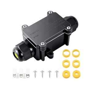IP68 Bo&icirc;te de D&eacute;rivation Etanche, Boite &Eacute;lectrique avec 2 C&acirc;ble M20 Gland connecteur de fil de plastique Bo&icirc;te de jonction pour c&acirc;ble de diam&egrave;tre 5-15 mm, Noir - Neuf