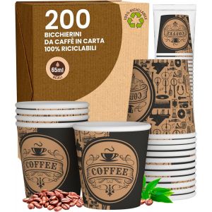 Kal-Pubbeigecup Lot De 200 Gobelets En Papier À Café 65 Ml Écologiques Biodégradables Jetables Petites Boissons Chaudes - Neuf
