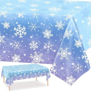 Sjzg-Nappe Reine Des Neiges Anniversaire D&eacute;corations D`Hiver Fournitures De F&ecirc;te Nappes En Plastique Jetables, 54 X 108 Inch (3) - Neuf