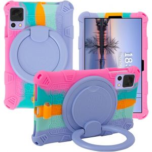 Coque Silicone pour DOOGEE T20 Mini Pro/T20 Mini, iPlay 60 Mini Pro/iPlay 50 Mini/iPlay 50 Mini Pro/iPlay50 Mini Pro NFE, TCL Tab 8, Onn 8 2024, Support Rotatif 360&deg;, Rose Violet - Neuf