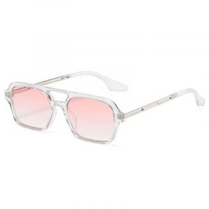 Lunettes de soleil carrées à petite monture pour femmes,verres de soleil de luxe de styliste,Vintage,creux,léopard,bleu - Trans Pink - Neuf
