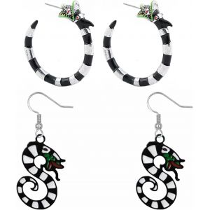 Chenquansarl-2 Paires De Boucles D'oreilles Serpent Corail, Boucles D'oreilles Cr&eacute;atives Dragon, Boucles D'oreilles Cr&eacute;oles Noires Et Blanches, Boucles D'oreilles Cr&eacute;atives En Forme De Serpent En For - Neuf