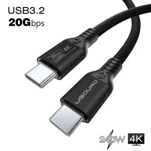C&acirc;ble de transfert de donn&eacute;es USB 3.2 gen2 * 2 USB C 20G,20G,fonction compl&egrave;te,c&acirc;ble de Charge rapide 4K pour Hub MacBook 3m-USB3.2 20G 240W 4K-0,5 m - Neuf