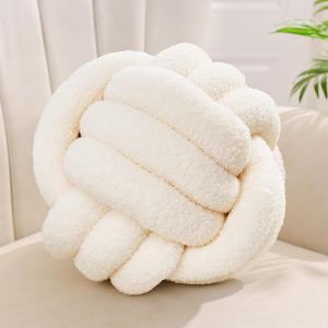 Cauc-Coussin Noeud Blanc Laiteux, Coussins Rond Balle Decoration Chambre, Coussin Deco Salon Aesthetic, Coussins Canape Decoration Sherpa, Oreiller Decoratif Lit Enfant, 22cm - Neuf