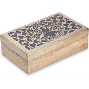 Tianyi-Bo&icirc;te &Agrave; Bijoux En Bois De Manguier Fait Main 20&times;13&times;6,5 Cm U2013 Coffret Vintage Motif Arbre De Bouddha, Organisateur Pour Bijoux & Montres, Bo&icirc;te De Souvenirs D&eacute;corative, Id&eacute;e Cadeau - Neuf