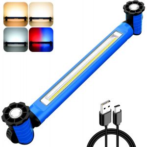 MEVRONISSHOP-Lampe de Travail Rechargeable 3000LM, Baladeuse Led Mecanicien avec Base Magn&eacute;tique Lampe Aimant&eacute;e Led Rechargeable 5000mAh Projecteur Mecanicien 6 Modes 3 Luminosit&eacute;, IP65 pour Garage C - Neuf