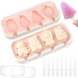Eryi-Moule À Glace Lot De 2, Moule A Glace Silicone Batonnet Sans Bpa, Moule Glace À Réutilisables Pour La Crème Glacée Pour La Maison, Les Fêtes Et L'extérieur (Rose) - Neuf