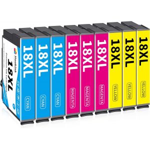 ERYI-18Xl Compatible Pour Cartouche Epson 18Xl 18 Xl Pour Expression Home Xp-215 Xp-205 Xp-225 Xp-212 Xp-305 Xp-312 Xp-315 Xp-322 Xp-325 Xp-405 Xp-412 Xp-415 (3 Cyan 3 Magenta 3 Jaune) - Neuf