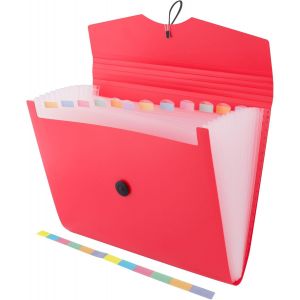Trieur Extensible 12 Poches A4 | Extensible Classeur Documents | Accordéon Classeur Pochettes Porte-Documents, Rouge - Neuf