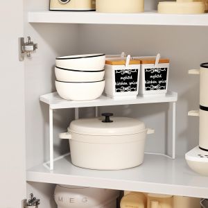 Eryi-Empilable Étagère De Rangement En Métal,Étagère D'angle De Cuisine Avec Tapis Antidérapant,Organiseurs De Placards,Pour Placard De Cuisine/Salle De Bain/Comptoirs/Ustensiles. (1, Blanc) - Neuf