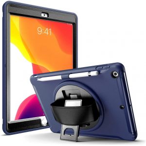 NAERYUT--Coque Protection Intégrale Antichocs Pour Ipad 10.2"",Ipad 9Ème/8Ème/7Ème Génération,Protection D'Écran Incluse,Étui Robuste,Support,Housse Pour Ipad 10.2"" 2021/2020/2019,Bleu - Neuf