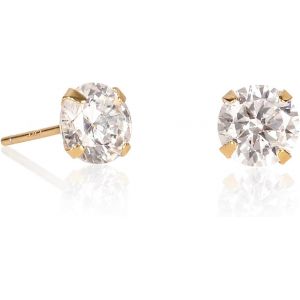 925 Sterling Silver Solitaire Stud Earrings, Women's Earrings In Silver Or Gold Plated With White Round Stones Or Stones In Blue, Red, Green Or Black - Neuf