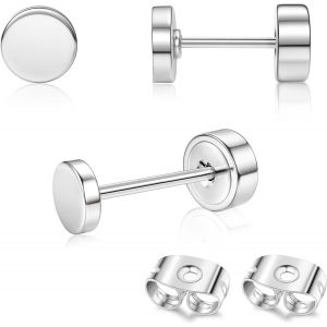 Kal-Pcs Boucles D'oreilles Titanium Boucle D'oreille Femme Or 14 Carats Boucles D'oreilles Flat Dot, Petite Boule Cz Flat Piercing Titane Oreille Cartilage Helix Piercing Oreille Homme, 2/3/4mm - Neuf