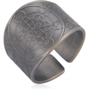 Trahoo-Bague Sceau Des 7 Archanges Bague Cube Métatron Bague Sceau De Lilith Biblique Bague Amulette Talisman Bague Géométrie Bague Cuivre Bonne Chance Protection Bijoux Religieux Pour Hommes Femmes - Neuf