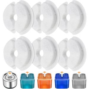 Filtre Fontaine À Eau Pour Chat, 6 Pieces Cat Filtres De Rechange De Fontaine D'animal Familier Pour Fontaine De Chat 2l & 2.5l Avec Charbon Actif & Résine Contriple Filtration - Neuf