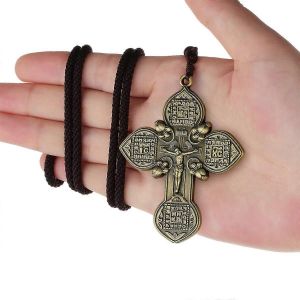 Diyalo Icxc Russe Orthodoxe Oriental Crucifix J&eacute;sus Pendentif Collier Corde Tress&eacute;e Cha&icirc;nes Collier Croix Pectorales Bijoux - Neuf