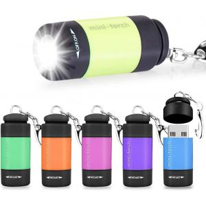 Sjzg-Mini Lampe De Poche,6 Pièces Lampe De Poche Led Enfant Revêtement En Silicone Rechargeable Usb Ip65 Lampes De Poche Étanches Avec Porte-Clés Pour Travail,Cyclisme, Camping Lecture - Neuf