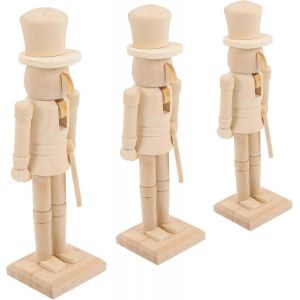 3 Pi&egrave;ces de No&euml;l casse-noisette D&eacute;coration Cadeau de No&euml;l casse-noisette Vierge de BRICOLAGE de No&euml;l casse-noisette Soldat Figurine en Bois &agrave; D&eacute;cor de No&euml;l Poup&eacute;es Blanc Embry - Neuf