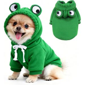 Jgd-Manteau Chien Sweat &Agrave; Capuche D&eacute;guisements Chien Grenouille Vetement Chi&eacute;n Polaire Manteau Chi&eacute;n Hiver Sweatshirt Pour Moyens Et Petits Chiens De Compagnie Rigolo Grenouille Cosplay Chiot Costume - Neuf