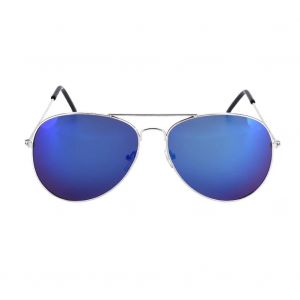 Lunettes De Soleil &Agrave; Monture En Alliage De Lentille Ac De Protection Uv R&eacute;tror&eacute;fl&eacute;chissante (Lentille Bleue &Agrave; Monture Argent&eacute;e) - Neuf