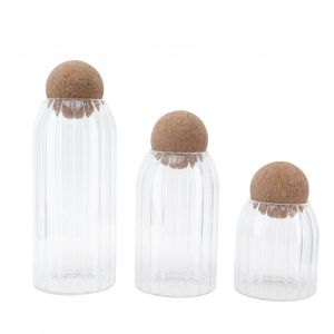 Hjlian Lot De 3 Bocaux En Verre Avec Bouchon En Liege Transparent Pour Le Stockage Du The, Du Cafe Et Des Cereales - Neuf