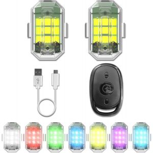 Checarzhn--No1-2 Pièces Drone Strobe Light Avec 2 Pièces De Contrôle À Distance Pour Dji Avata 2/Mini 2/Se/Mini 3/ Mini 3 Pro Avata Mavic 2/2s /3 Phantom 3 4/4 Pro Lumières Stroboscopiques Rechargeable Et-Craznick - Neuf