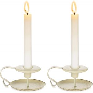 KALANKA-2 Pièces Rétro Bougeoirs en Fer Chamberstick, Bougeoir Conique pour Tables, Chandelier Vintage pour la Noël Halloween Fête Mariage À Manger Cadeau de Pendaison de Crémaillère - Neuf