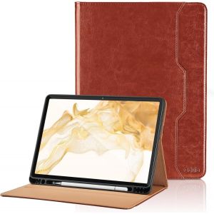 Coque Pour Samsung Galaxy Tab S8 Plus 2022 / Tab S7 Fe 2021 / Tab S7 Plus 2020 12.4U201Dpu Cuir Cover Tablette Housse De Protection Auto Réveil/Sommeil, Multi-Angle Étui Avec Poche - Marron - Neuf