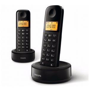 Philips D160 T&eacute;l&eacute;phone Fixe sans Fil Duo - DECT T&eacute;l&eacute;phone avec Grand &Eacute;cran 1,6&iquest; &iquest; Ligne Maison avec Mode ECO & Interphone - Noir - Neuf