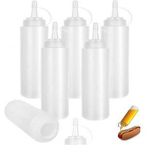 Bouteilles À Condiments Souples, 6 Bouteilles De 227 Ml Avec Bouchon, Transparentes, Sans Bpa, Pour Moutarde, Assaisonnements, Ketchup, Mayonnaise, Huile D'olive - Neuf