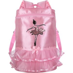 (rose) Sac à main rose pour danse de ballet pour filles et enfants avec bandoulière amovible et franges - Neuf
