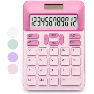 KALANKA-Calculatrice rose de bureau basique avec écran LCD à 12 chiffres, fournitures de bureau rose, jolie calculatrice pour bureau, maison, école, magasin - Neuf
