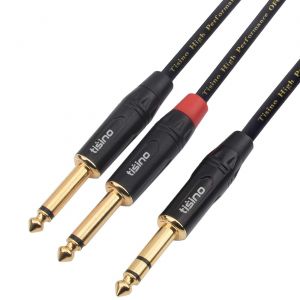 C&acirc;ble Audio Jack 6,35 mm vers 2 x 6.35mm TS Mono Y Splitter ins&eacute;rer Audio C&acirc;ble pour Haut-parleurs, Amplificateurs, Table de Mixage, Cin&eacute;ma Maison etc. - 2M - Neuf