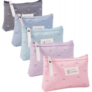 Hpamba Lot de 5 petites de maquillage Multifonctionnel &agrave; Cosm&eacute;tiques en Toile Pochette Maquillage Petite Pochette de Toile Pour cosm&eacute;tiques monnaie articles de toilette multicolore (A) - Neuf