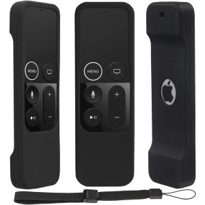 Coque en Silicone pour Apple TV 4 K/4ème génération Télécommande, léger, antidérapant et Coque de Protection sécurisée pour Apple TV 4 K Siri télécommande avec Crochets - Noir - Neuf