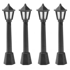 générique 4 pcs mini lampadaire poteau modèle train lampadaire poteau lumières miniature village de Noël sentier - Neuf