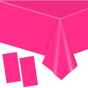 ERYI-2 Pièces Grand 137 * 274Cm Rose Vif Nappes Jetable,Rectangulaire Imperméables Nappe Plastique Décoration De Table Pour Anniversaire De Enfants,Fêtes,Mariages,Pique-Niques,Halloween,Noël - Neuf