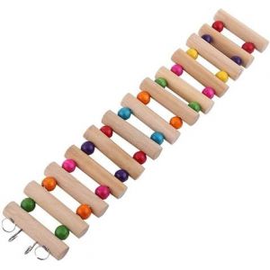 Échelle Rotative Suspendue Couleur Perroquet Cage À Oiseaux Accessoire Cadre De Hamac En Bois Jouet À Mâcher Échelles Hamster Rat (6*18cm) - Neuf