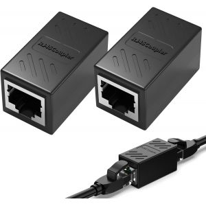 GUEB-2 Packs Coupleurs Ethernet,Raccord Rj45 Femelle Femelle,Coupleur Rj45 Haute Vitesse Jusqu'À 10 Gbps,Connecteur Plaqué Nickel Pour Extension De Réseau Internet Compatible Avec Câbles Cat7/Cat6 - Neuf