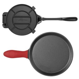 Presse &agrave; Tortillas en Fonte Robuste-Duoku-Outil 20 cm pour Chapati-Presse &agrave; P&acirc;te Durable-avec 100 Feuilles Papier Parchemin - Neuf