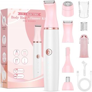 Tondeuse Femme Intime, Rasoir Electrique Femme: 4 En 1 Maillot Rasoir Epilateur Tondeuse &Eacute;letctriques Indolore Pour Bikini/Aisselles/Jambes/Visage/Bras/Sourcils/Nez, Sec Et Humide, Rechargeable - Neuf