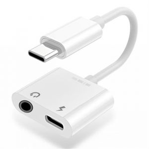 Adaptateur &Eacute;couteur Iphone Chargeur Rapide Usb + Port Jack Aux Femelle Vers Lightning Charge Couleur Blanc Pour T&eacute;l&eacute;phones Sans Jack - Neuf