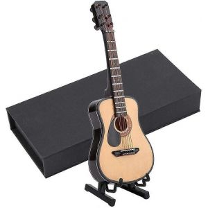 Mini Guitare Modèle Ornements Artisanat En Bois Cadeaux Jouets Décoration Intérieure Avec Boîte De Rangement Fait À La Main (16cm) - Neuf