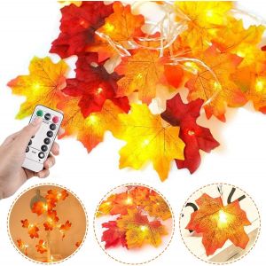 TRAHOO-Guirlande d'automne, 6M/40LED Feuille d'&eacute;rable Guirlande lumineuse, D&eacute;coration Automne, Guirlandes de Feuilles d'&eacute;rable D&eacute;coration pour Hollaween Thanksgiving No&euml;l Decoration Murale - Neuf
