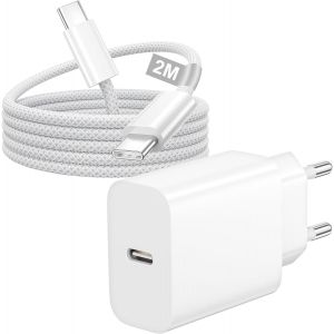 LORANKA-Chargeur USB C Charge Rapide pour iPhone 17/17 Pro/17 Air/17 Pro Max/16/16 Plus/16 Pro Max/15 Plus/iPad Mini Air, 25W Prise Chargeur Type C Charger Adaptateur Secteur USB C avec C&acirc;ble USB c 2 - Neuf