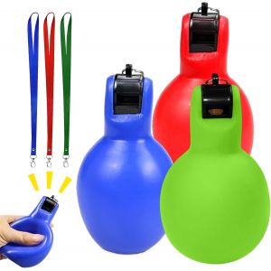 Acdsgd-Sifflet &Agrave; Main, Sifflet Poire Professionnel, 3 Pi&egrave;ces Whistle Arbitre, Facile &Agrave; Transporter, Con 3 Sangles Pendantes, Pour Arbitre Ou Dressage Chien, Sports Basketball Football (Rouge+Vert+Bleu) - Neuf