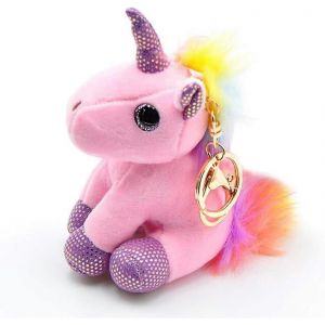 Porte-cl&eacute;s en peluche licorne, pendentif pour poup&eacute;e, jouets, ornements pour sac &agrave; dos-Rose - Neuf
